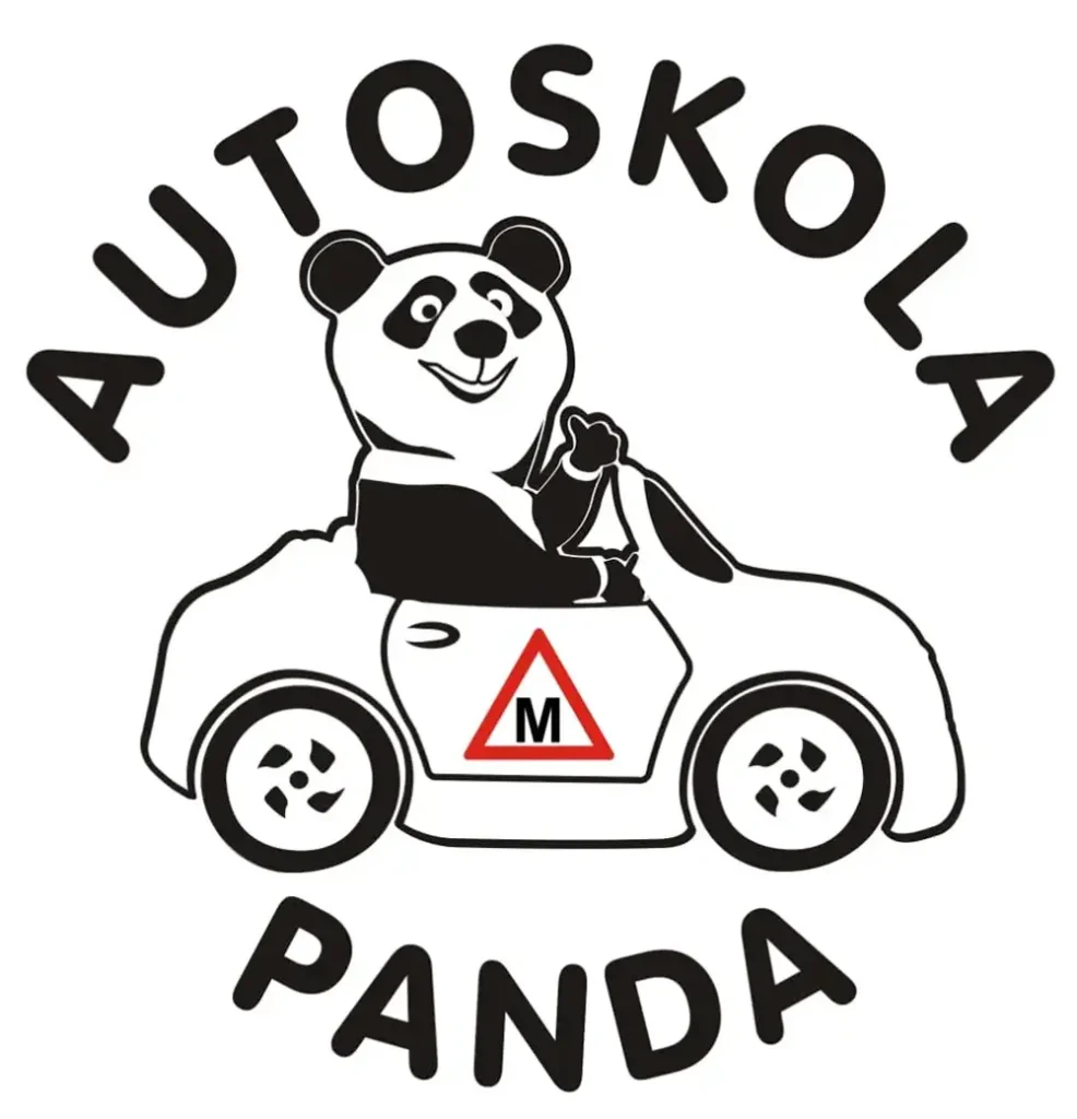 Autoskolas pandas logo ar baltufonu
